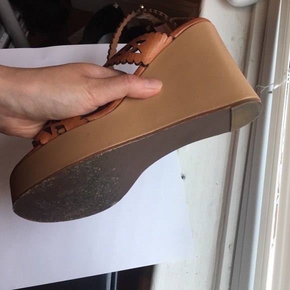 Chloe scalloped leather sandals wedges - Picture 4 of 7